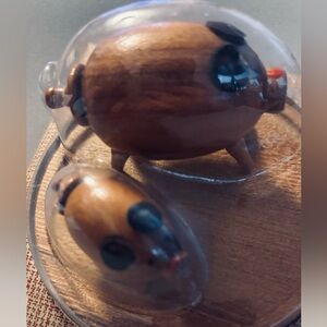 Vintage Wooden Pig and Piglet Salt & Pepper Shakers On Tray, 1960s